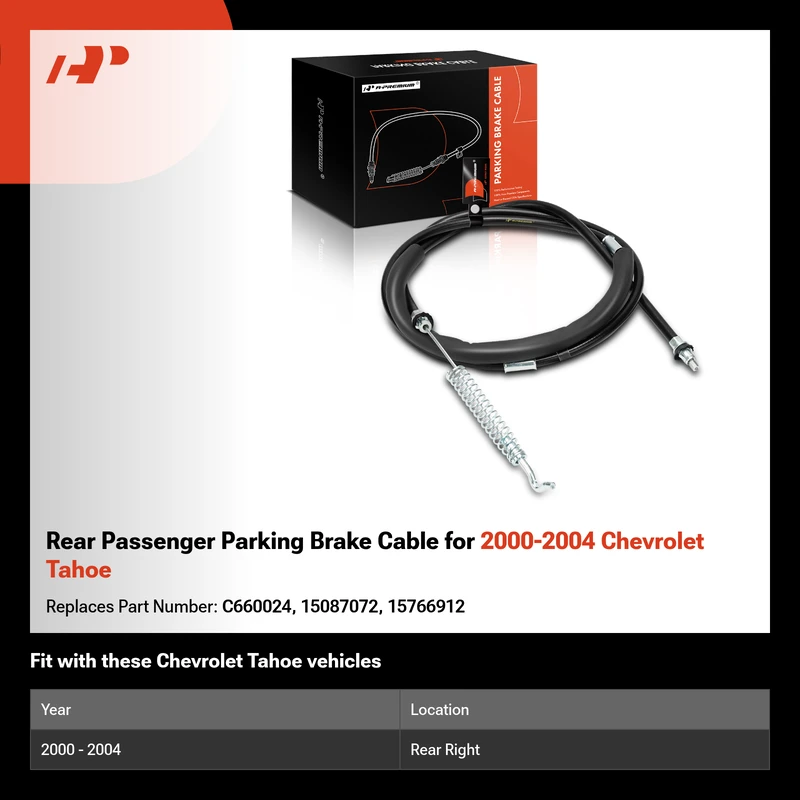Rear Passenger Parking Brake Cable for 2000-2004 Chevrolet Tahoe