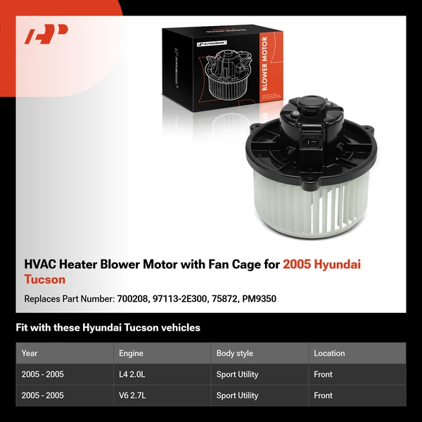 HVAC Heater Blower Motor with Fan Cage for 2005 Hyundai Tucson