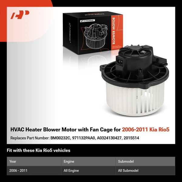 HVAC Heater Blower Motor with Fan Cage for 2006-2011 Kia Rio5