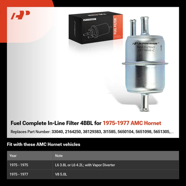Fuel Complete In-Line Filter 4BBL for 1975-1977 AMC Hornet