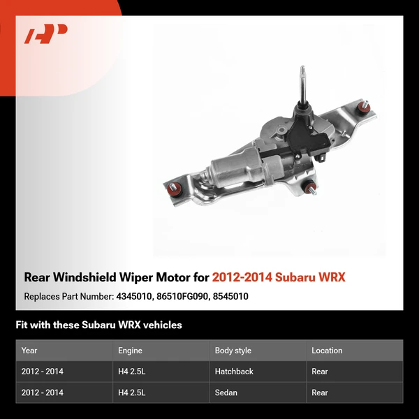 Rear Windshield Wiper Motor for 2012-2014 Subaru WRX