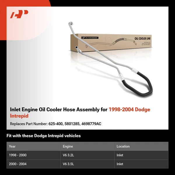 Inlet Engine Oil Cooler Hose Assembly for 1998-2004 Dodge Intrepid