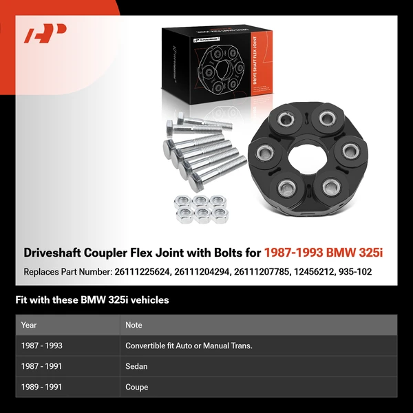 Driveshaft Coupler Flex Joint with Bolts for 1987-1993 BMW 325i