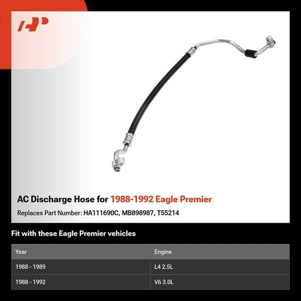 AC Discharge Hose for 1988-1992 Eagle Premier