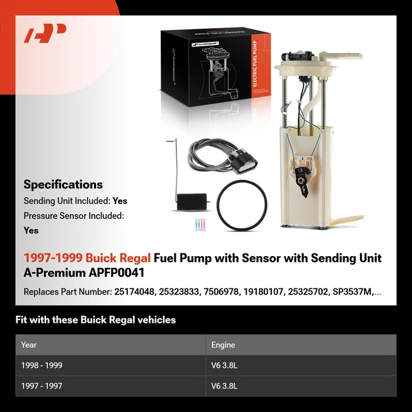 1997-1999 Buick Regal Fuel Pump with Sensor with Sending Unit A-Premium APFP0041