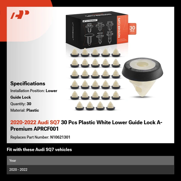 2020-2022 Audi SQ7 30 Pcs Plastic White Lower Guide Lock A-Premium APRCF001