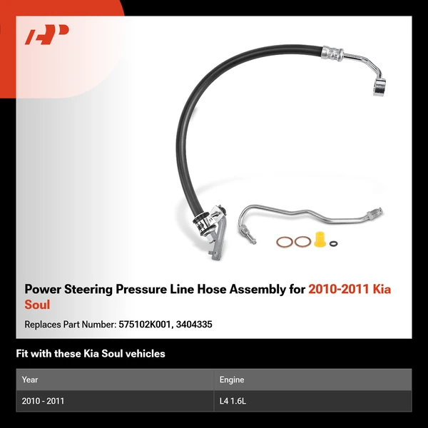 Power Steering Pressure Line Hose Assembly for 2010-2011 Kia Soul