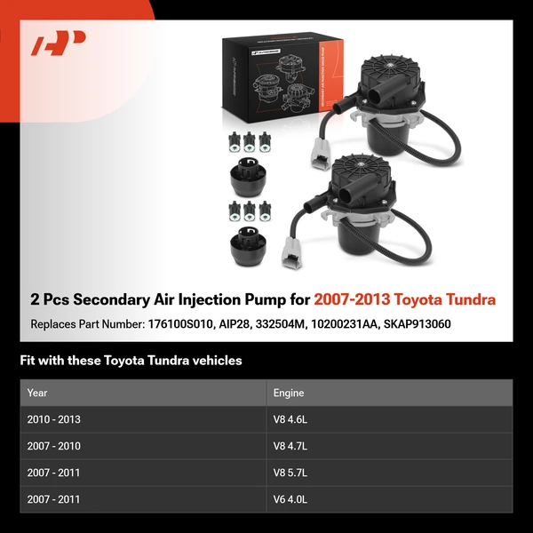 2 Pcs Secondary Air Injection Pump for 2007-2013 Toyota Tundra