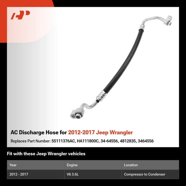 AC Discharge Hose for 2012-2017 Jeep Wrangler