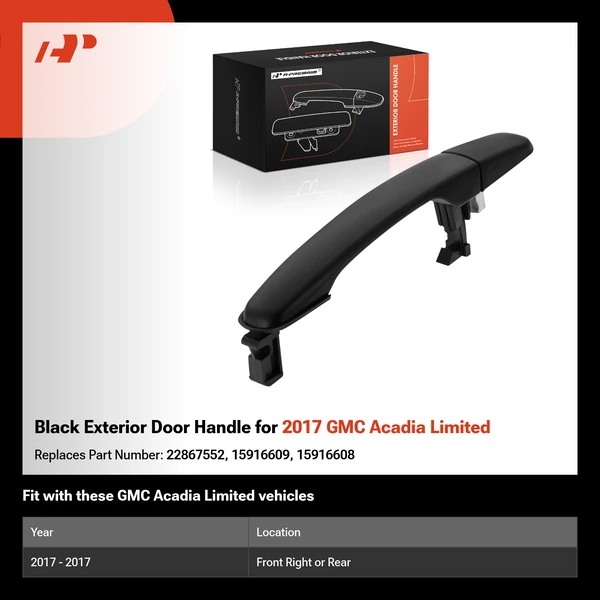 Black Exterior Door Handle for 2017 GMC Acadia Limited