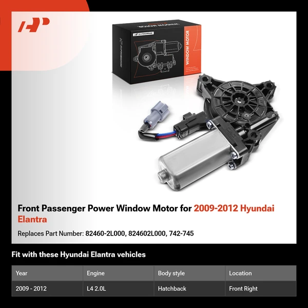 Front Passenger Power Window Motor for 2009-2012 Hyundai Elantra