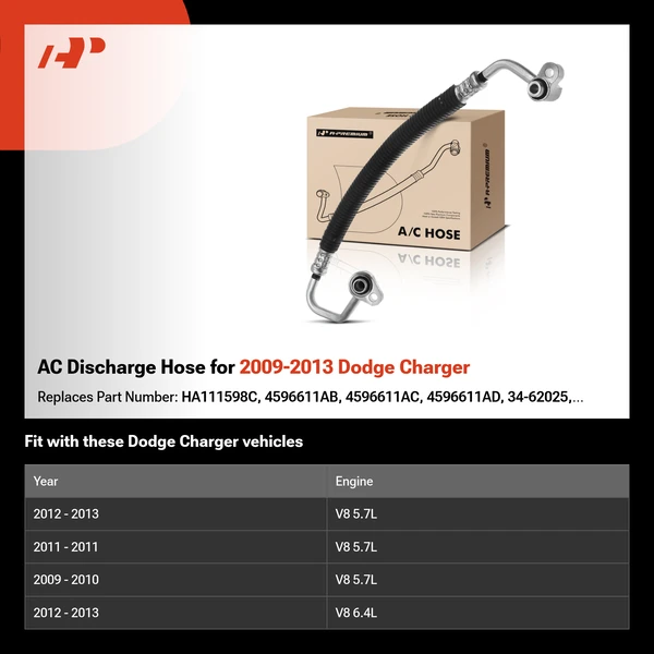 AC Discharge Hose for 2009-2013 Dodge Charger