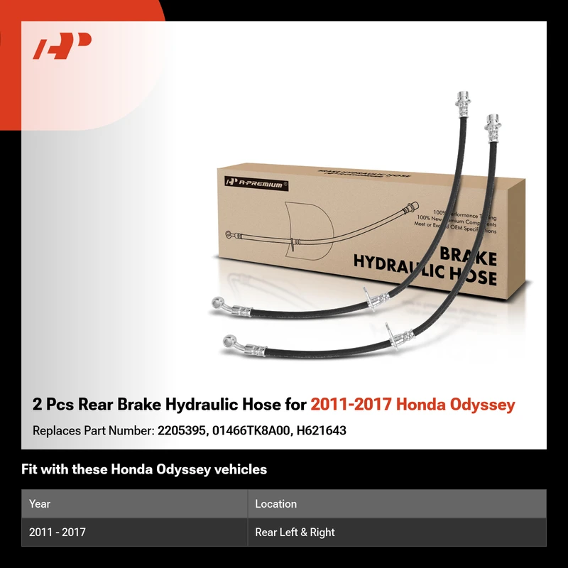2 Pcs Rear Brake Hydraulic Hose for 2011-2017 Honda Odyssey