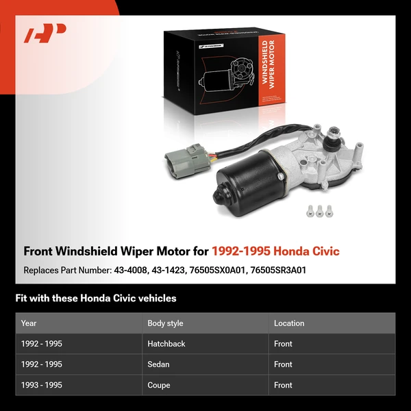 Front Windshield Wiper Motor for 1992-1995 Honda Civic