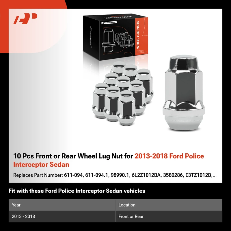 10 Pcs Front or Rear Wheel Lug Nut for 2013-2018 Ford Police Interceptor Sedan