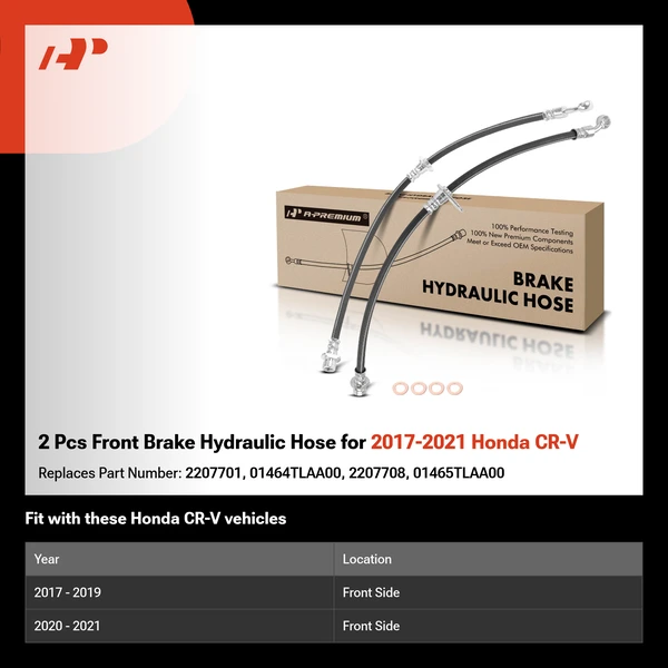 2 Pcs Front Brake Hydraulic Hose for 2017-2021 Honda CR-V