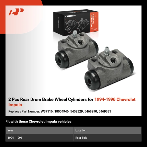 2 Pcs Rear Drum Brake Wheel Cylinders for 1994-1996 Chevrolet Impala