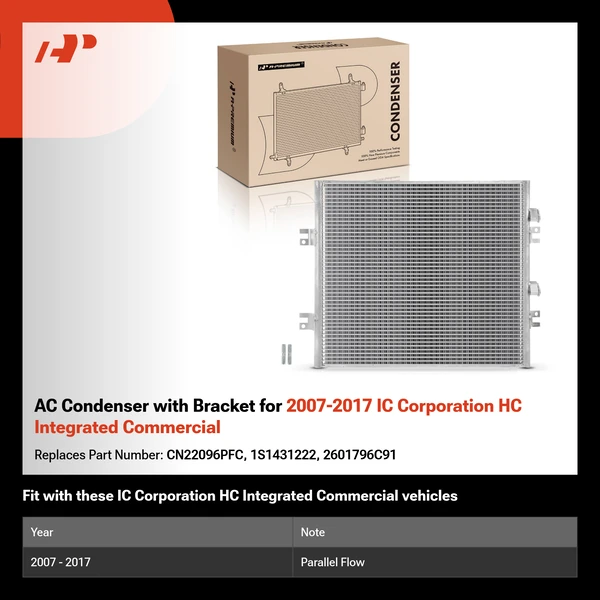 AC Condenser with Bracket for 2007-2017 IC Corporation HC Integrated Commercial