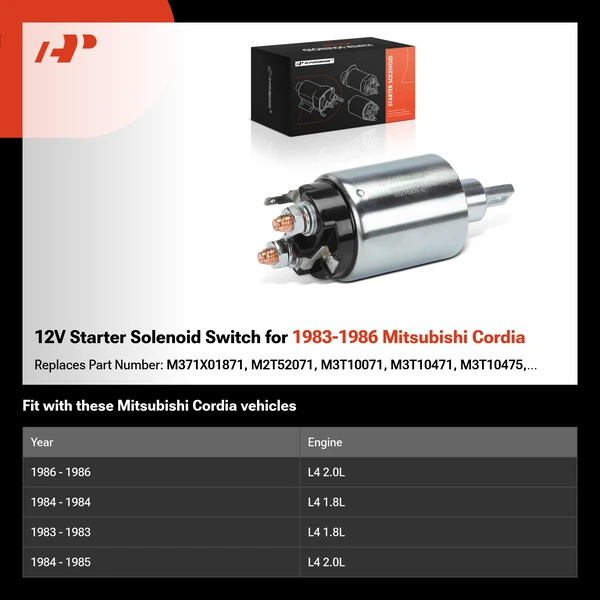 12V Starter Solenoid Switch for 1983-1986 Mitsubishi Cordia
