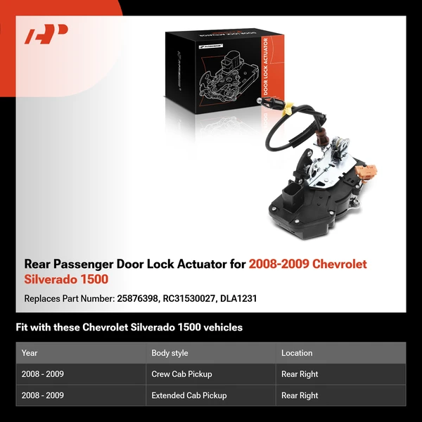 Rear Passenger Door Lock Actuator for 2008-2009 Chevrolet Silverado 1500
