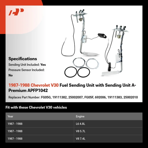 1987-1988 Chevrolet V30 Fuel Sending Unit with Sending Unit A-Premium APFP1042