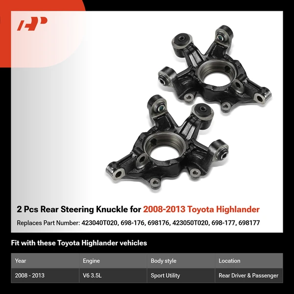 2 Pcs Rear Steering Knuckle for 2008-2013 Toyota Highlander