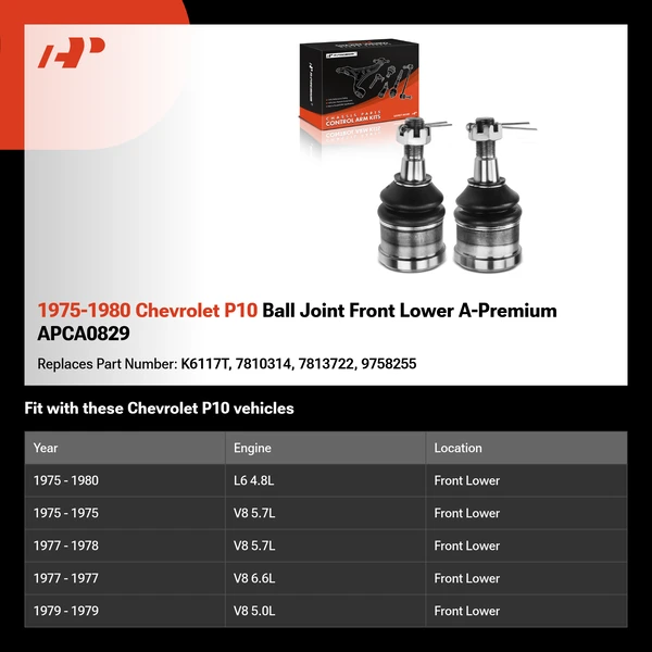 1975-1980 Chevrolet P10 Ball Joint Front Lower A-Premium APCA0829