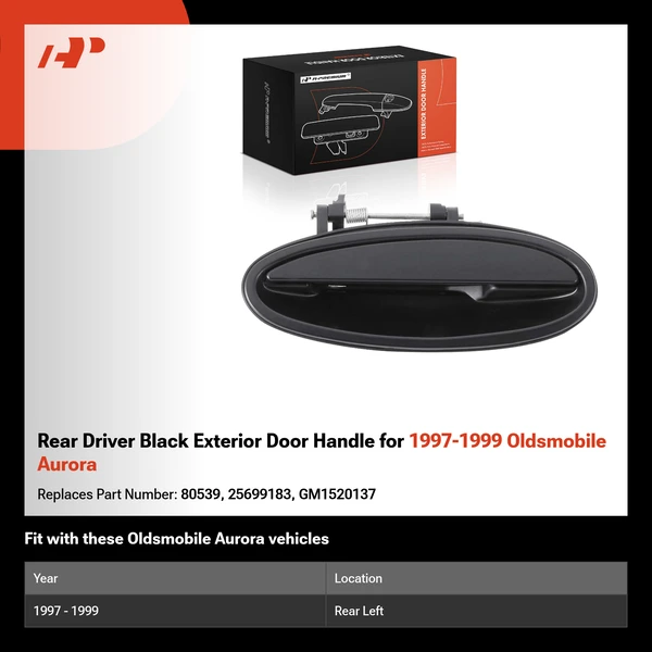 Rear Driver Black Exterior Door Handle for 1997-1999 Oldsmobile Aurora