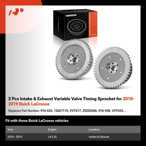 2 Pcs Intake & Exhaust Variable Valve Timing Sprocket for 2018-2019 Buick LaCrosse