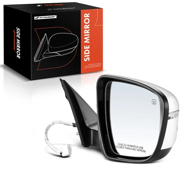 2017-2020 Nissan Rogue Right Passenger Side Mirror, Powered, with Heated, White + Black A-Premium APMI004