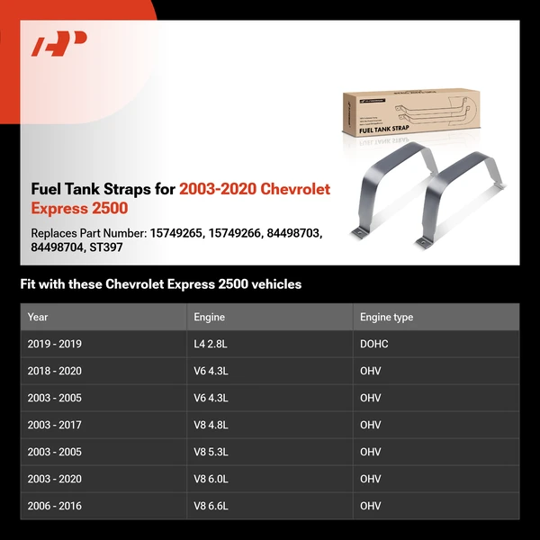 Fuel Tank Straps for 2003-2020 Chevrolet Express 2500