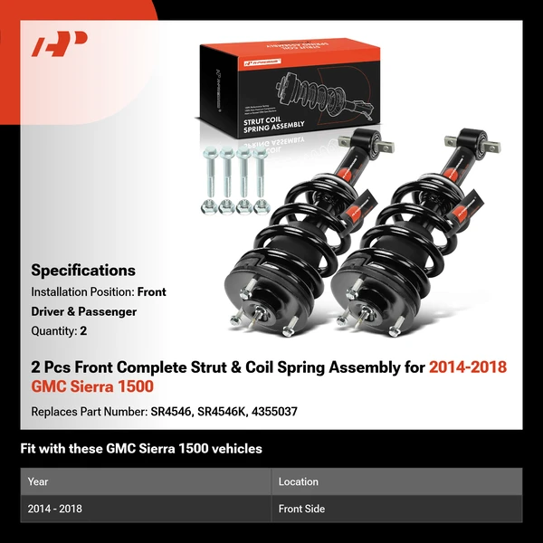 2014-2018 GMC Sierra 1500 2-Pc Strut and Coil Spring Assembly Set Front Driver & Passenger A-Premium APSA2400