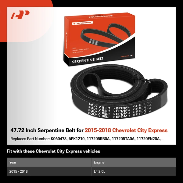 47.72 Inch Serpentine Belt for 2015-2018 Chevrolet City Express