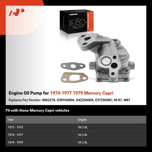 Engine Oil Pump for 1974-1977 1979 Mercury Capri