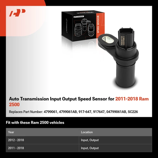 Auto Transmission Input Output Speed Sensor for 2011-2018 Ram 2500