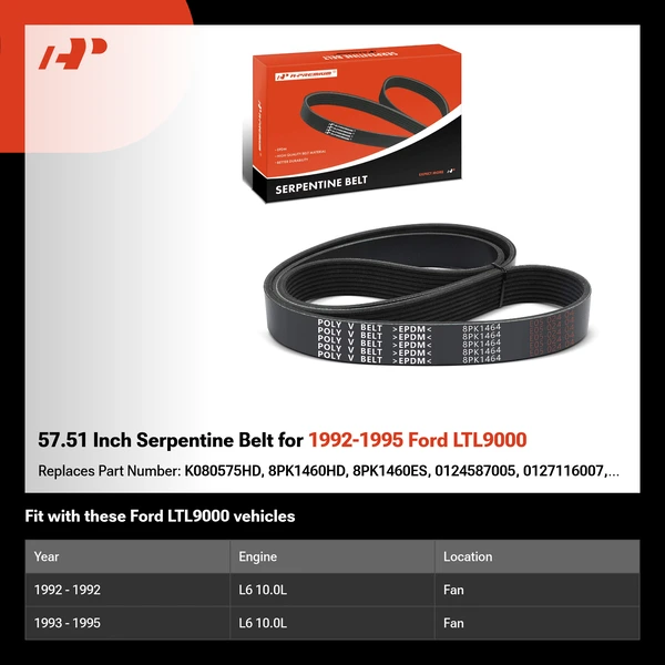 57.51 Inch Serpentine Belt for 1992-1995 Ford LTL9000