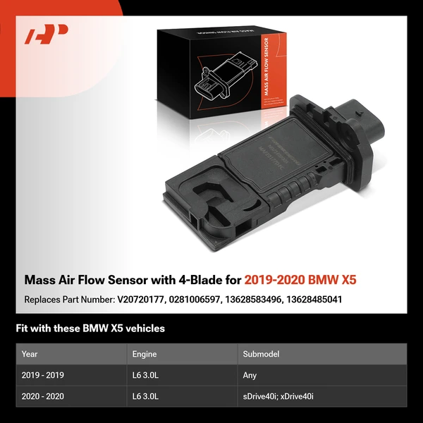 Mass Air Flow Sensor with 4-Blade for 2019-2020 BMW X5