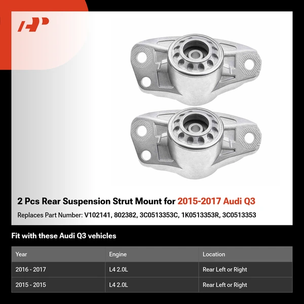 2 Pcs Rear Suspension Strut Mount for 2015-2017 Audi Q3