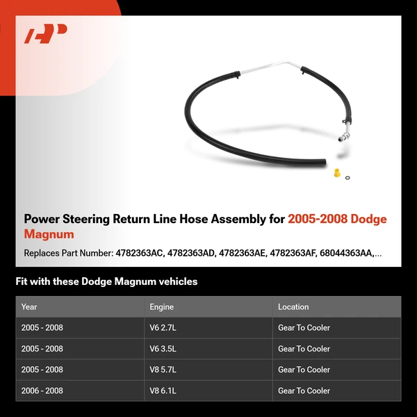 Power Steering Return Line Hose Assembly for 2005-2008 Dodge Magnum