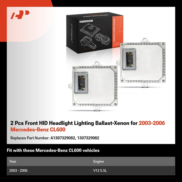 2 Pcs Front HID Headlight Lighting Ballast-Xenon for 2003-2006 Mercedes-Benz CL600