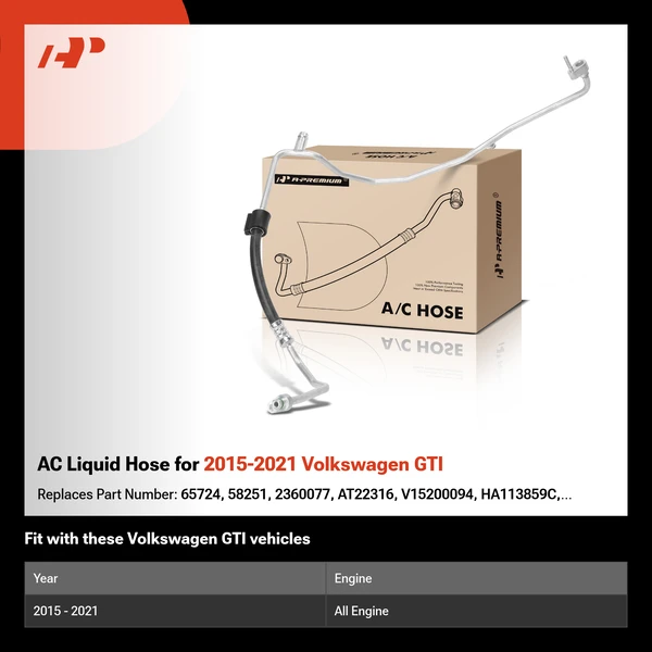 AC Liquid Hose for 2015-2021 Volkswagen GTI