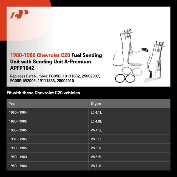 1980-1986 Chevrolet C20 Fuel Sending Unit with Sending Unit A-Premium APFP1042