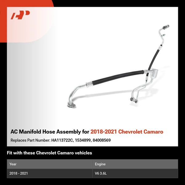 AC Manifold Hose Assembly for 2018-2021 Chevrolet Camaro