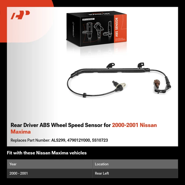 Rear Driver ABS Wheel Speed Sensor for 2000-2001 Nissan Maxima