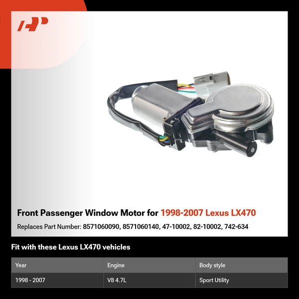 Front Passenger Window Motor for 1998-2007 Lexus LX470