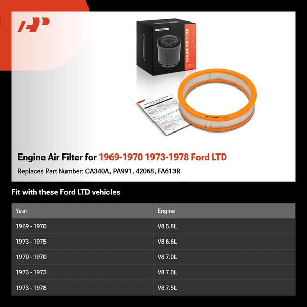 Engine Air Filter for 1969-1970 1973-1978 Ford LTD