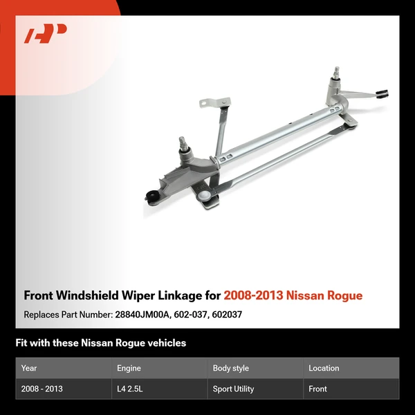 Front Windshield Wiper Linkage for 2008-2013 Nissan Rogue