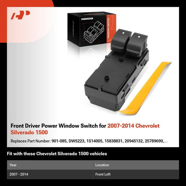 Front Driver Power Window Switch for 2007-2014 Chevrolet Silverado 1500