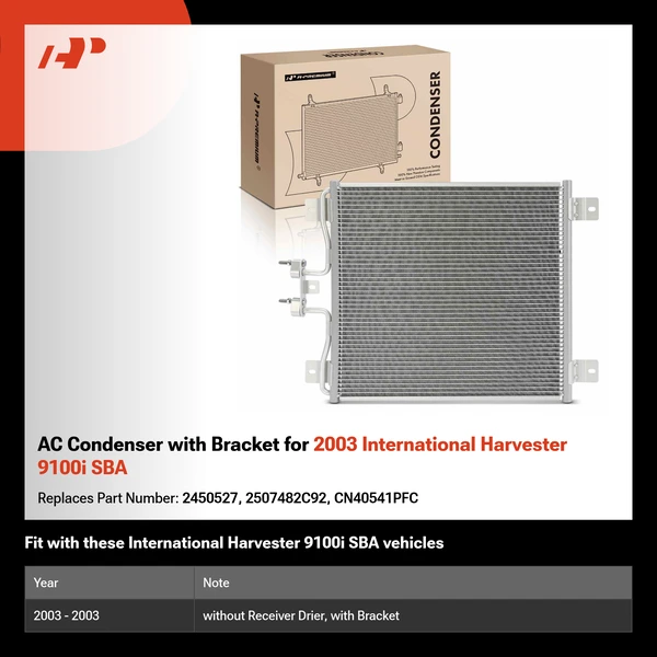AC Condenser with Bracket for 2003 International Harvester 9100i SBA