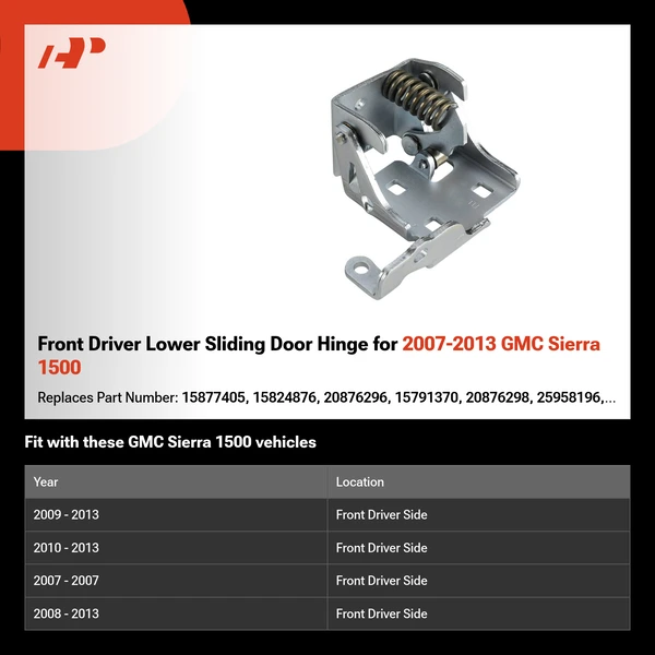 Front Driver Lower Sliding Door Hinge for 2007-2013 GMC Sierra 1500